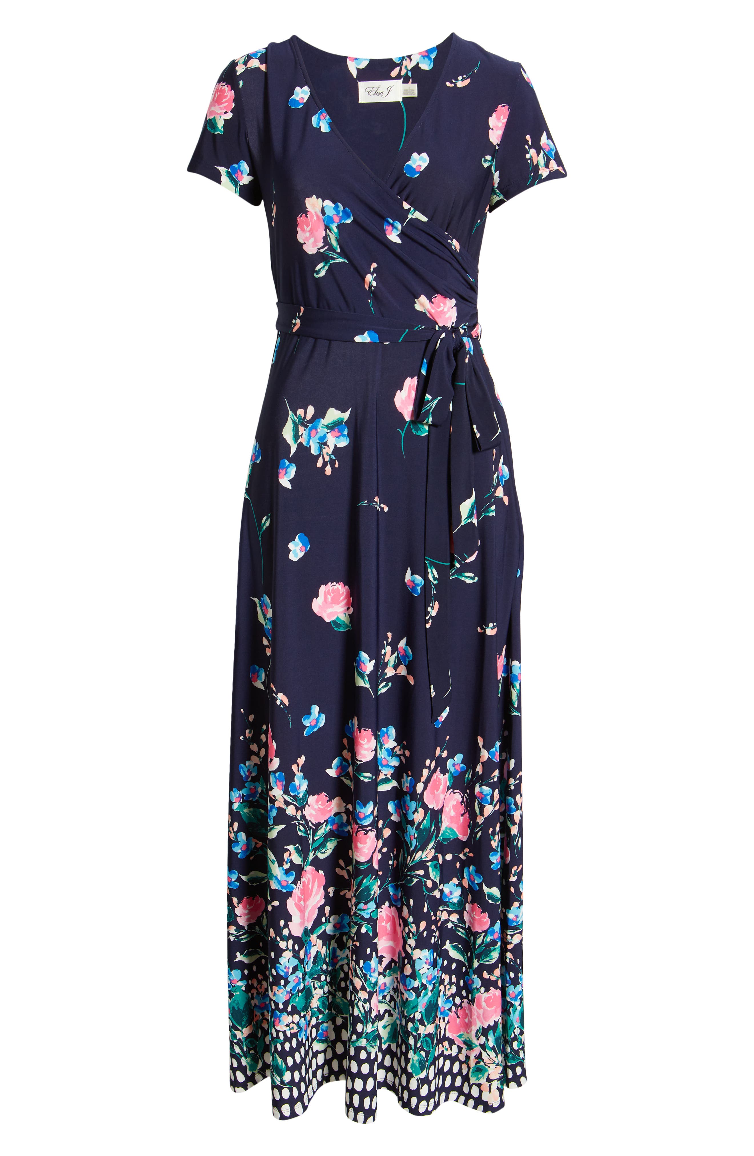 Eliza J Floral Print Faux Wrap Maxi 