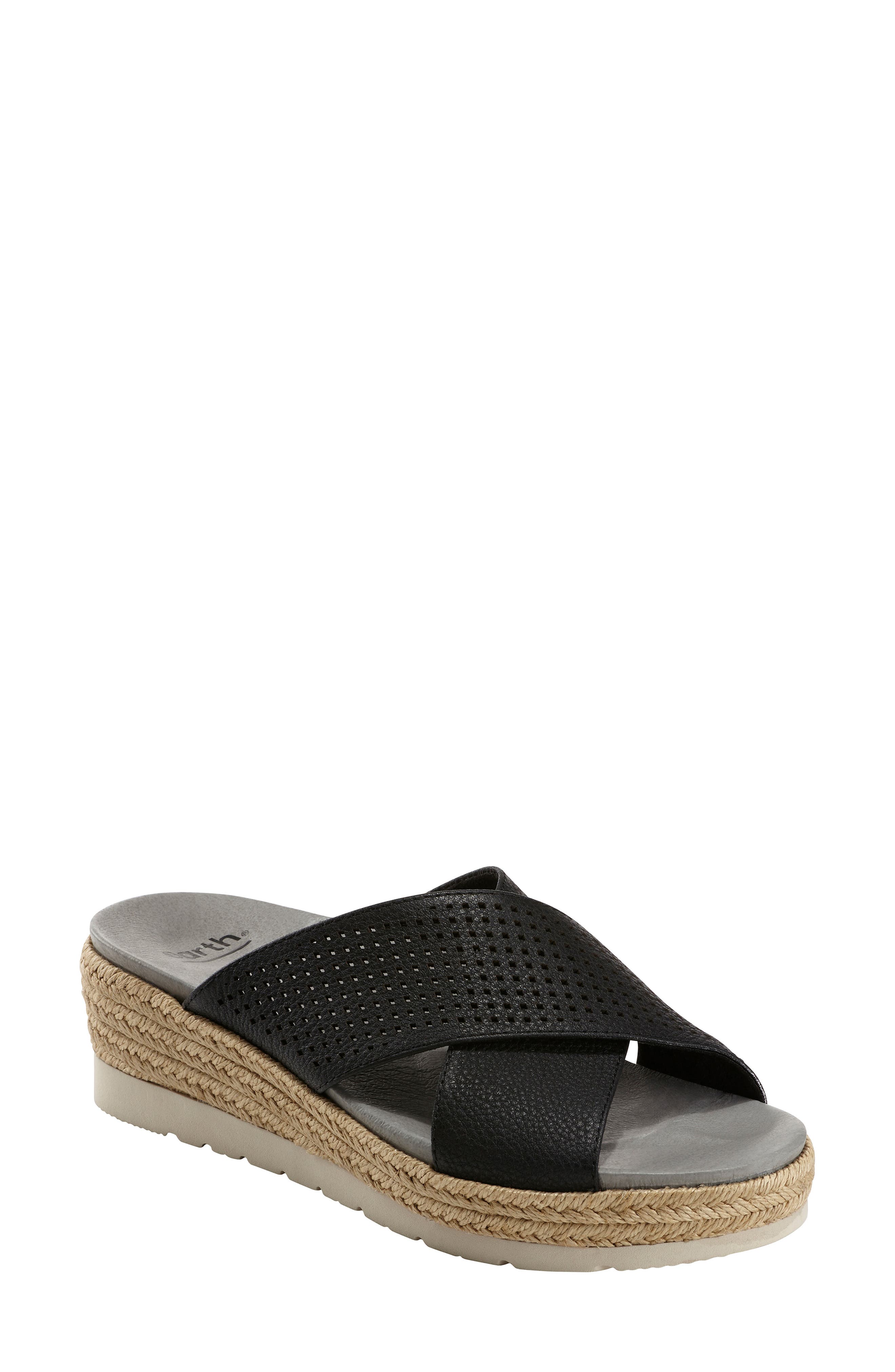 Earth Marigold Espadrille Slide Sandal, Black