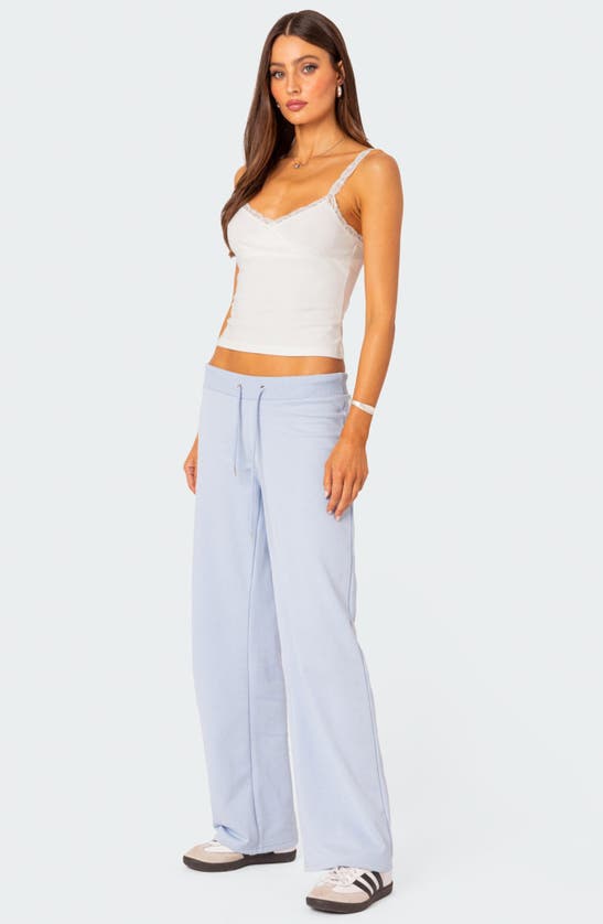 Shop Edikted Quinn Cotton Blend Straight Leg Sweatpants In Light-blue