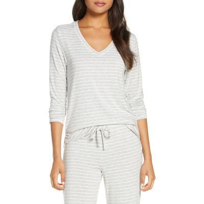 Nordstrom Moonlight V-Neck Long Sleeve Pajama Top, Grey