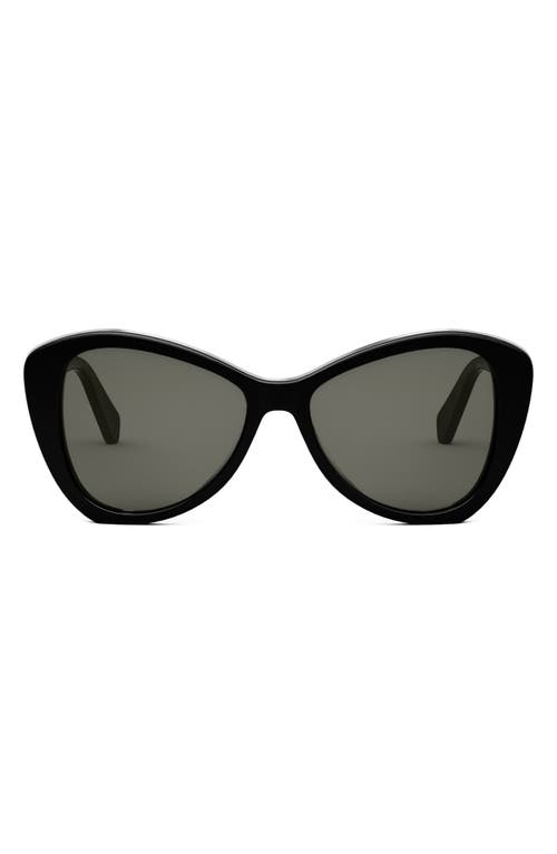 CELINE Butterfly 55mm Sunglasses in Shiny Black /Smoke at Nordstrom