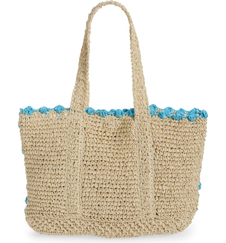 btb Los Angeles Lisbeth Pompom Straw Tote | Nordstrom