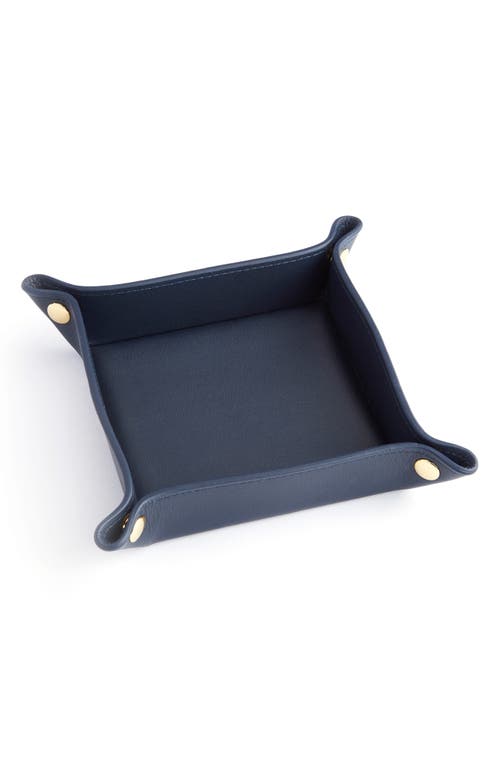 Shop Royce New York Personalized Catchall Leather Valet Tray In Navy Blue - Gold Foil