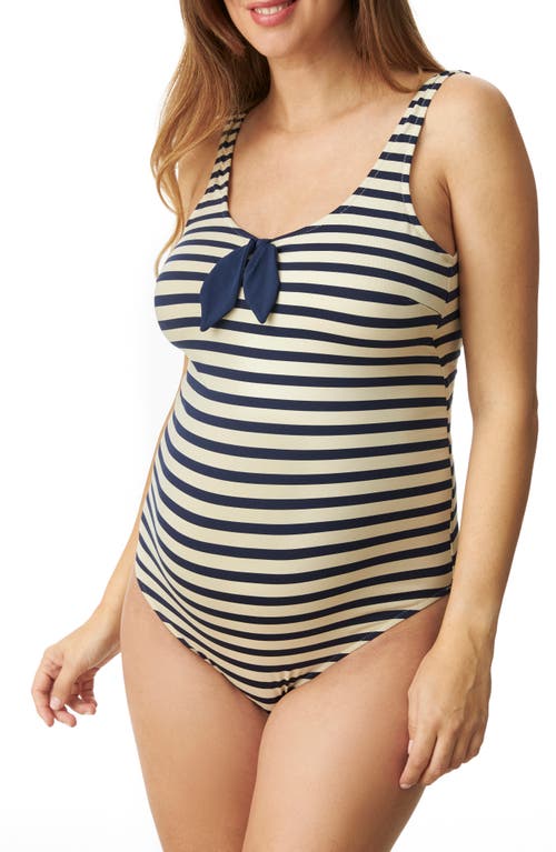 Pez D'or Breton Stripe One-piece Maternity Swimsuit In Navy/ecru