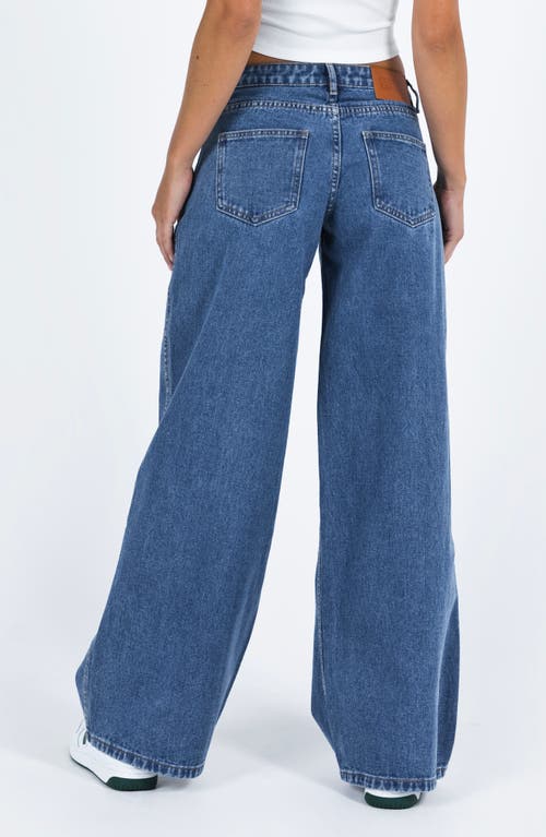 Shop Princess Polly Ramos Low Rise Wide Leg Jeans In Blue