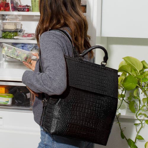 Modern Picnic Women's The Croc-embossed Vegan Leather Backpack In Black Croc