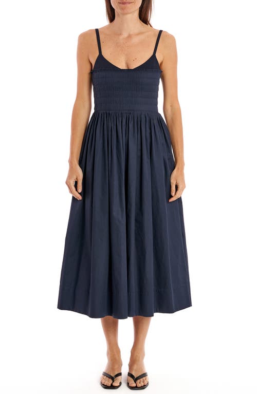 La Ligne Smocked Fit & Flare Dress in Midnight