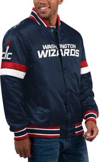 Men's Starter White/Navy Washington Wizards Renegade Varsity Satin