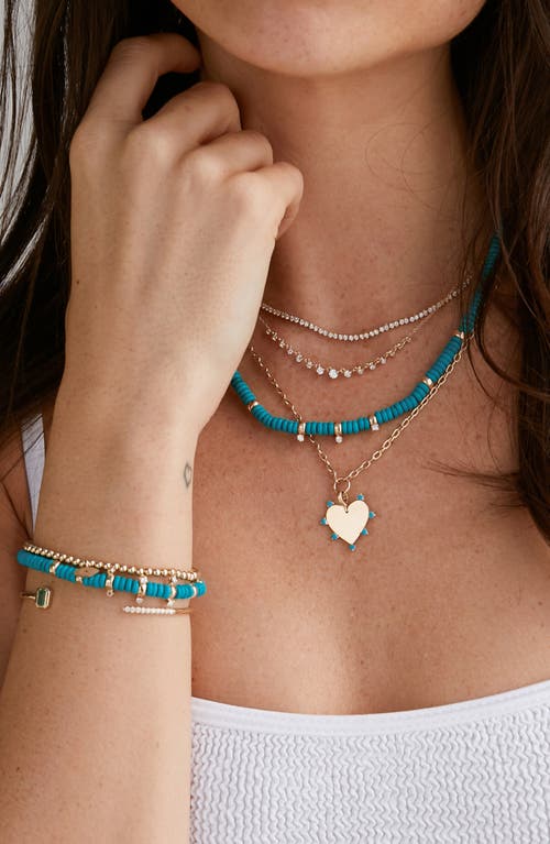 Shop Zoë Chicco Turquoise Beaded Necklace In Yellow Gold