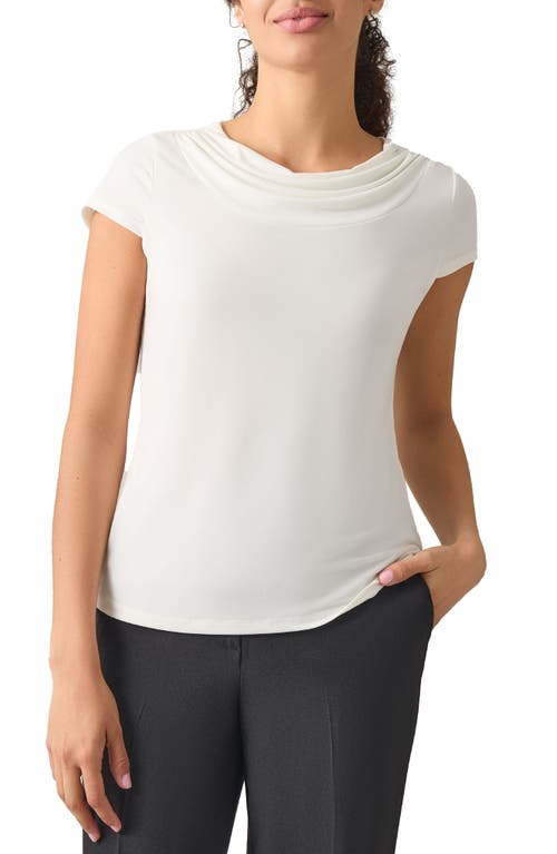 Shop Kasper Cowl Neck Cap Sleeve T-shirt In Vanilla Ice