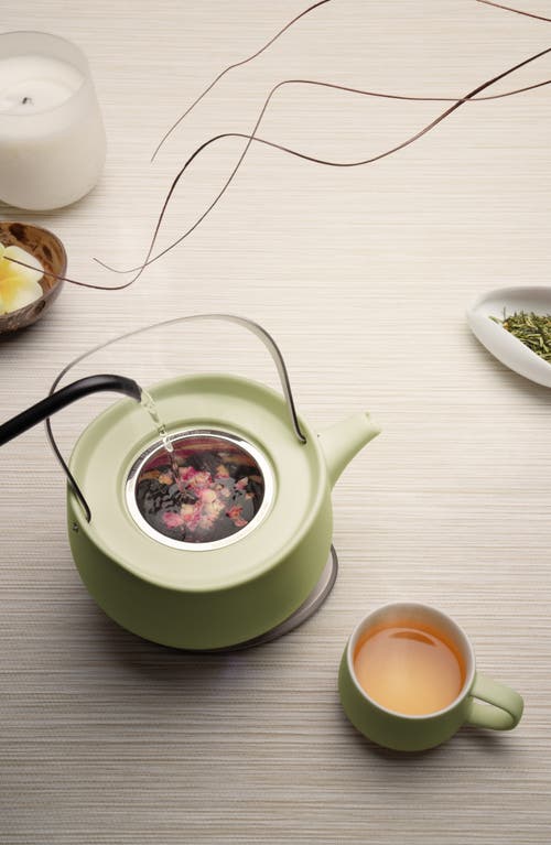 Ohom Leiph Self-heating Teapot Set In Verde Green