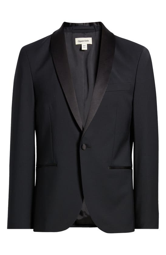Shop Open Edit Shawl Collar Stretch Wool Blend Tuxedo Jacket In Black
