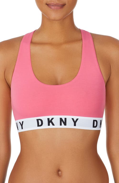 Shop Dkny Logo Wirefree Racerback Bralette In Pink Taffy