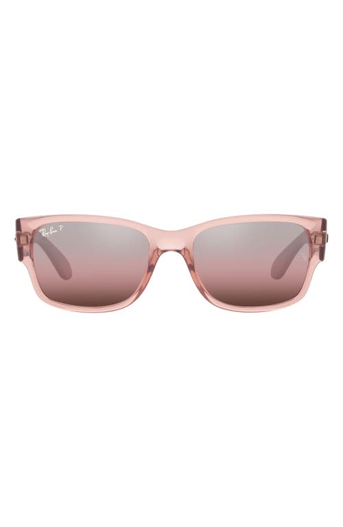 Ray Ban Ray-ban 58mm Polarized Rectangular Sunglasses In Transparent Pink