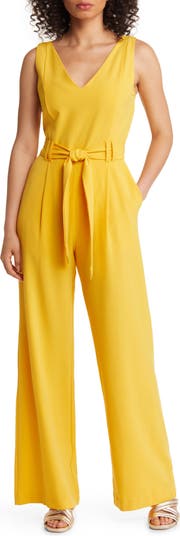 Tahari tie waist sales crepe jumpsuit