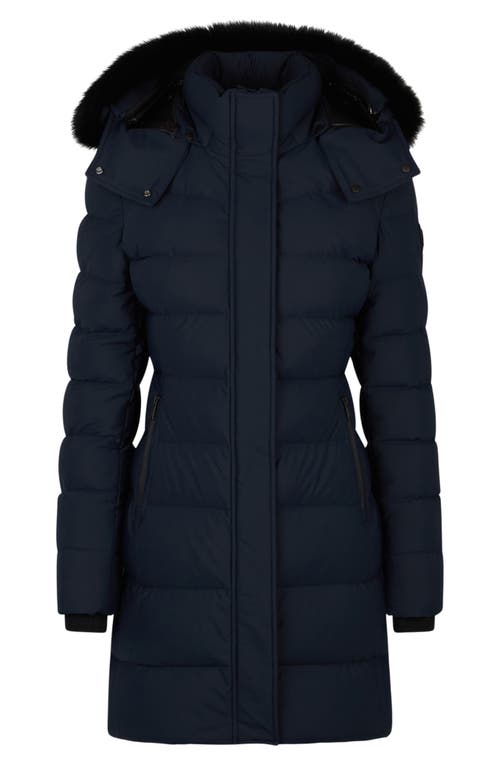 Moose Knuckles Watershed 3 Water Resistant 800 Fill Power Down Puffer Coat With Genuine Shearling Tr In Navy W Black