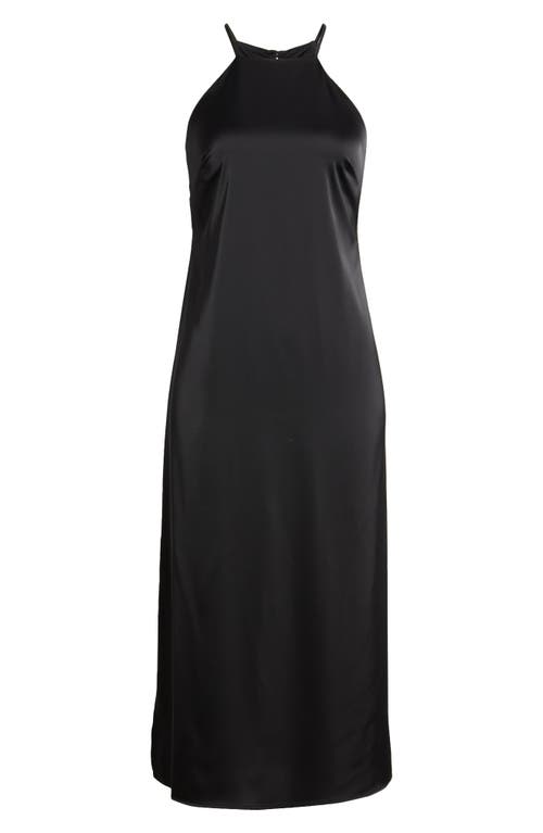 Shop Anne Klein Satin Midi Slipdress In Anne Black