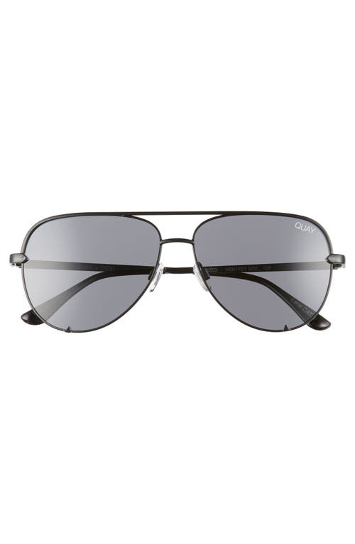 Shop Quay High Key Mini 51mm Aviator Sunglasses In Black/smoke Polarized