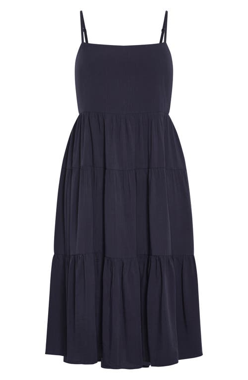 Shop City Chic Mystic Tiered Midi Sundress In Navy