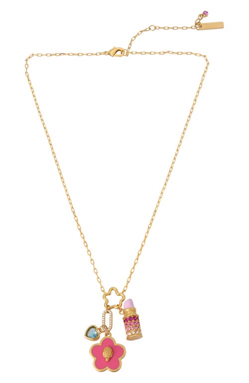 Mixed Charm Pendant Necklace in Pink