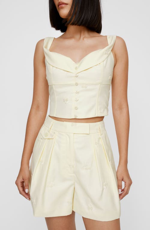 Shop Nasty Gal Cherry Embroidered Crop Tank In Lemon