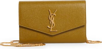 YSL Uptown Chain Wallet In Grain De Poudre Embossed Leather - LVLENKA  Luxury Consignment