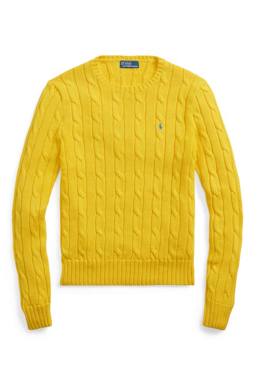 Polo Ralph Lauren Julianna Pima Cotton Cable Stitch Sweater In Trainer Yellow