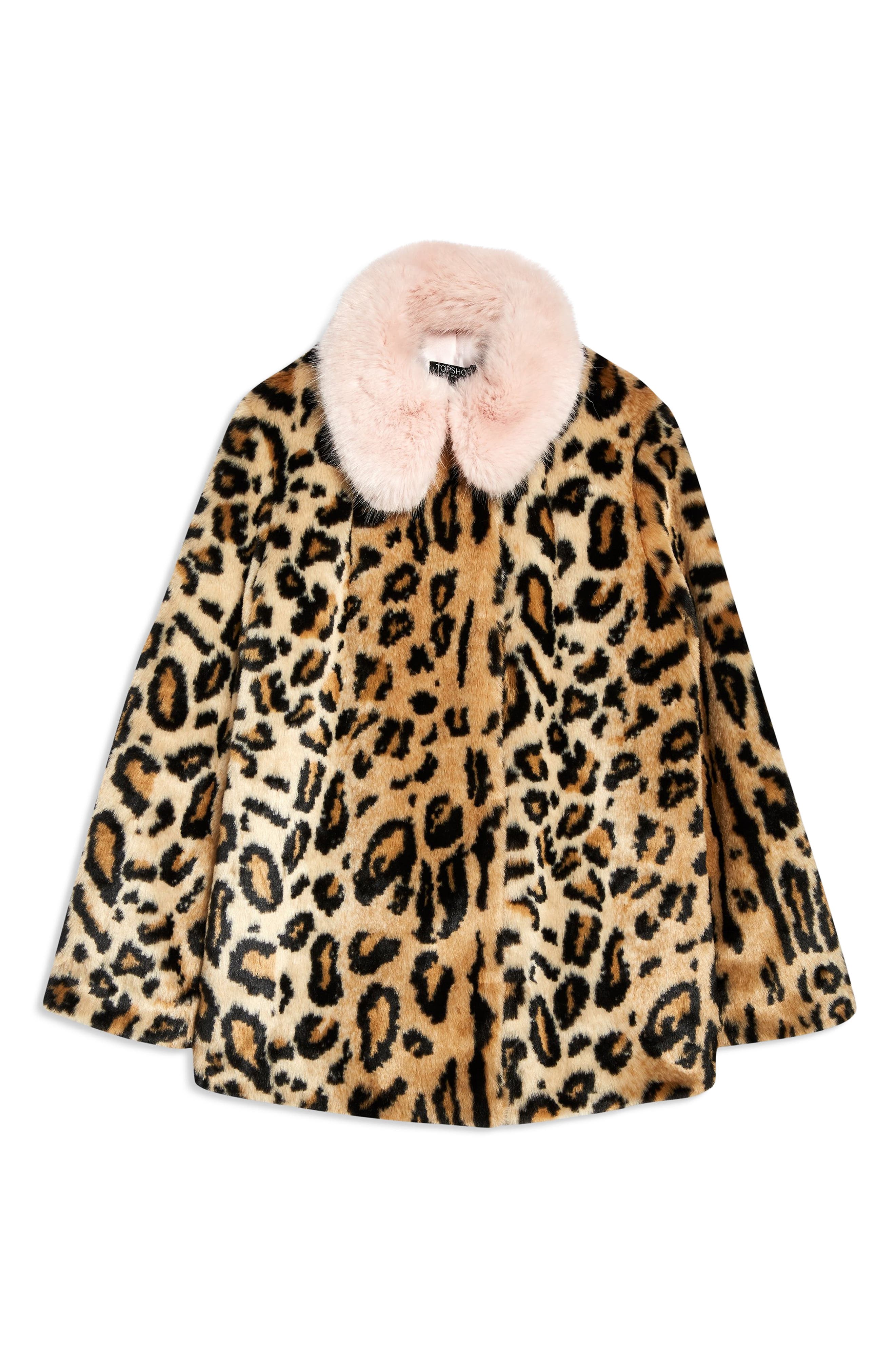 topshop leopard faux fur coat