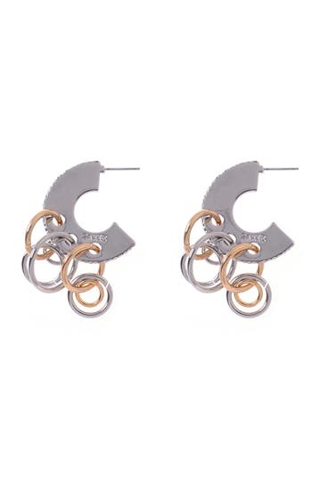 Zaxie By Stefanie Taylor Two-tone Hoop Earrings In Metallic