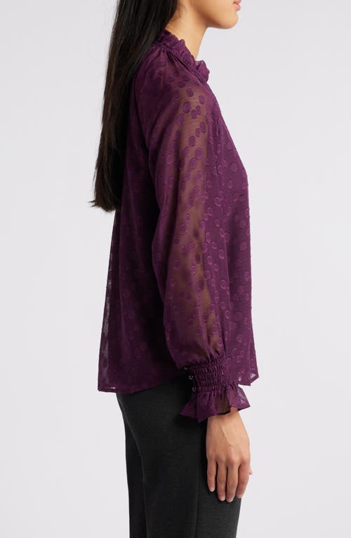 Shop Anne Klein Ruffle Trim Shirt In Deep Plum