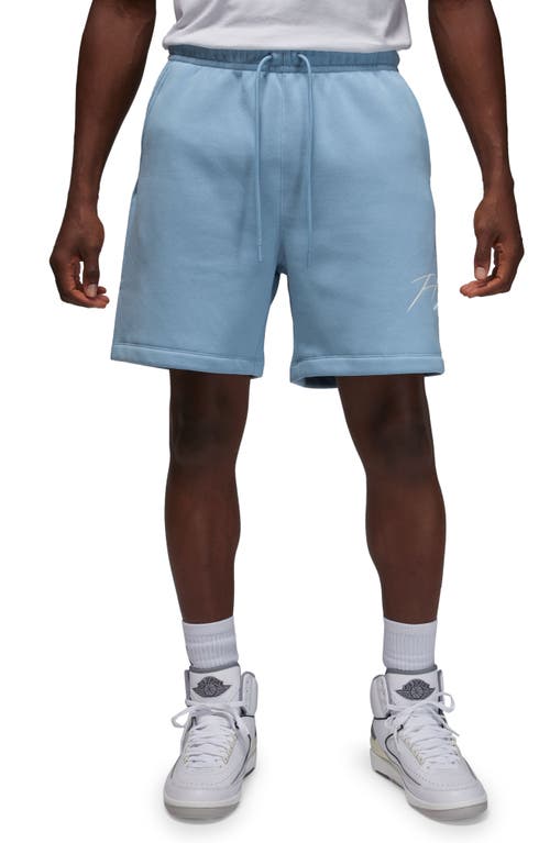 Jordan Fleece Sweat Shorts In Blue Grey/white