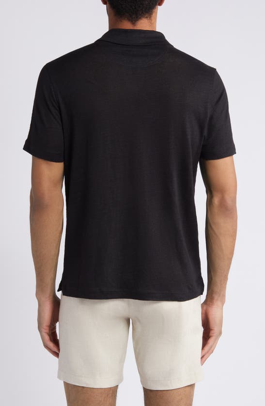 Shop Nordstrom Johnny Collar Linen Polo In Black