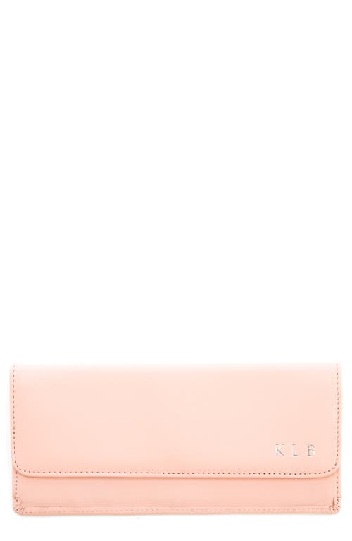 ROYCE New York RFID Blocking Leather Clutch Wallet in Light Pink - Silver Foil