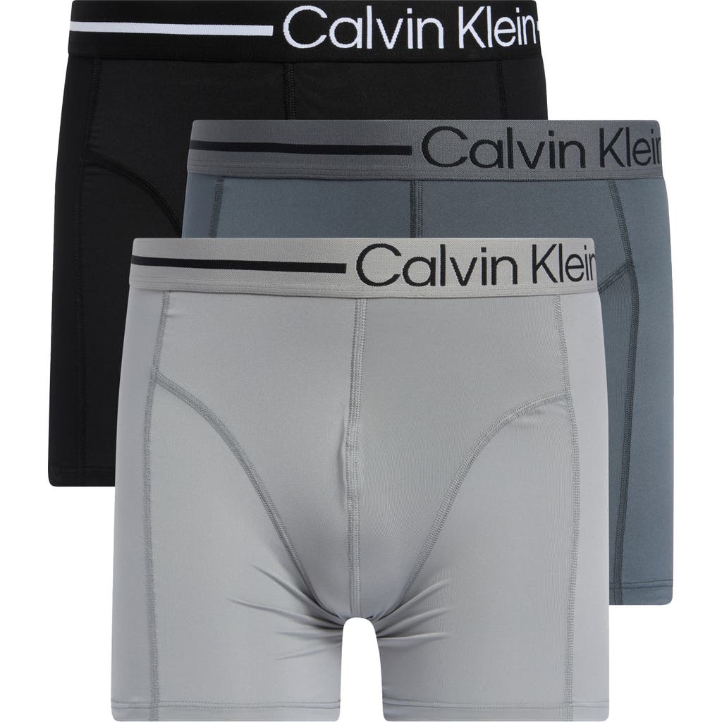 Calvin Klein 3-pack Renew Boxer Briefs In Black/wolf