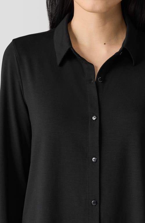 Shop Eileen Fisher Slim Fit Classic Collar Button-up Shirt In Black