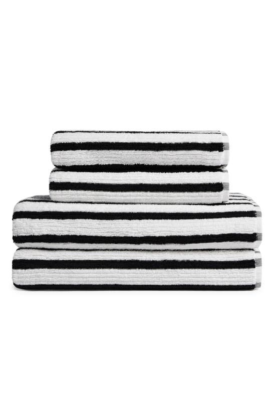 Shop Parachute Resort Stripe Organic Cotton Towel In Plaster With Soft Black