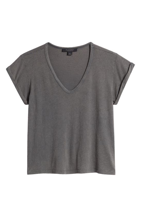 Allsaints Anna V-neck Cotton T-shirt In Gray