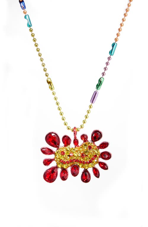Collina Strada Fasciation Happy Flowers Pendant Necklace in Red And Yellow