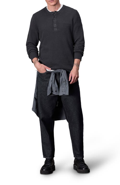 Rag & Bone Dexter Washed Organic Cotton Henley In Dark Grey