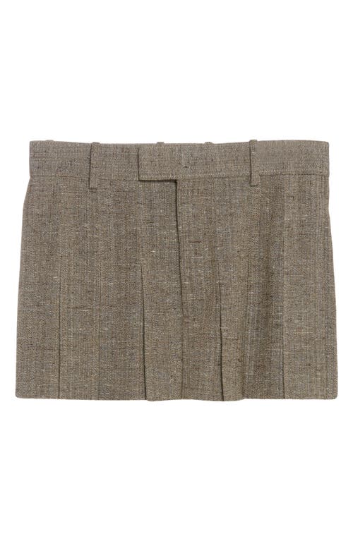 Shop Bottega Veneta Knotted Melange Pleated Skirt In 2515 Brown/white/blue