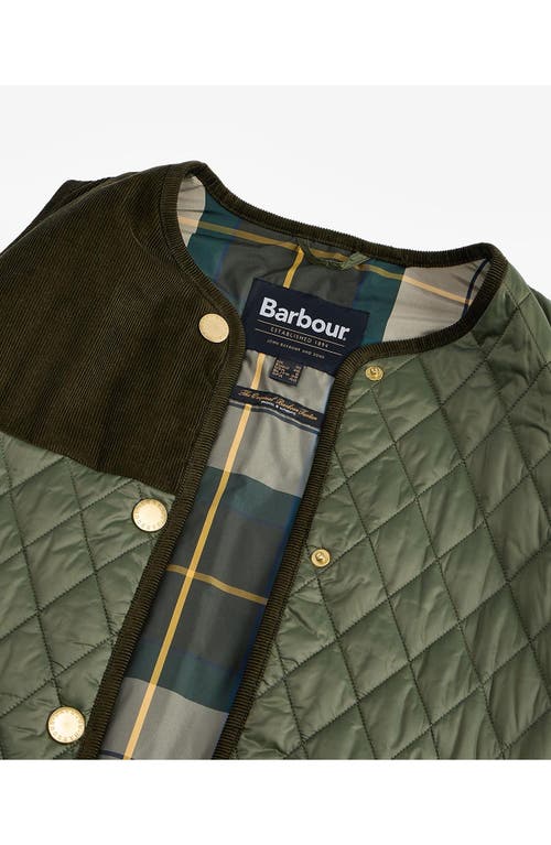 Shop Barbour Healy Mixed Media Quilted Vest In Olive/ancient