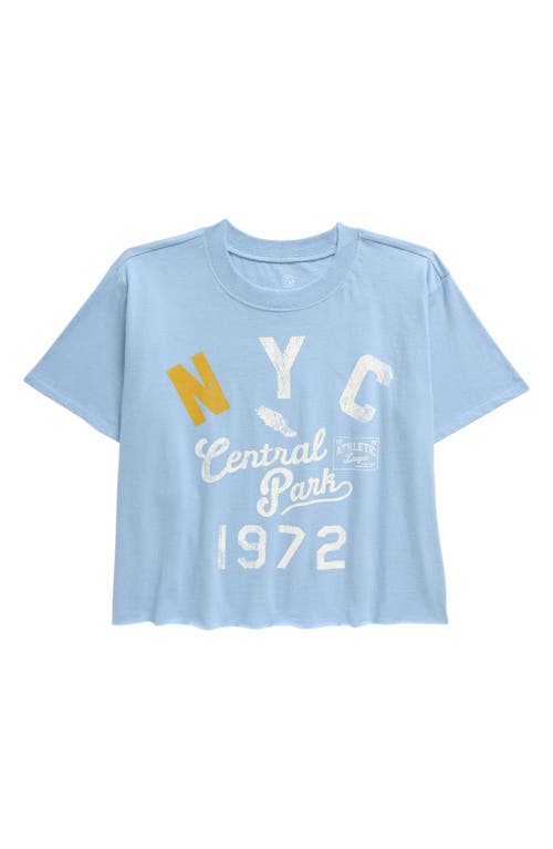 Shop Treasure & Bond Kids' Crop Graphic T-shirt In Blue Worn Nyc