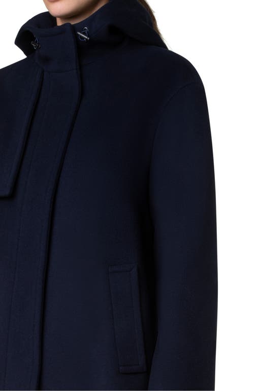 Akris Punto Felted Wool Blend Hooded Jacket In Navy