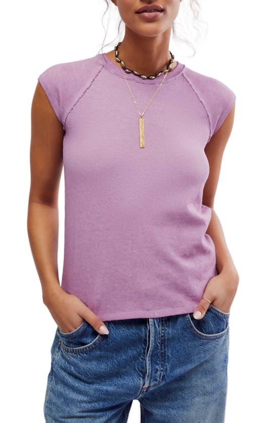 Shop Free People Riley Seamed T-shirt In Mauve Mousse
