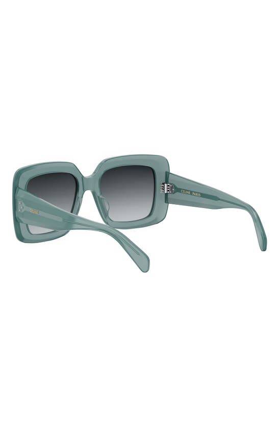 Shop Celine Bold 3 Dots 54mm Square Sunglasses In Shiny Light Green / Smoke