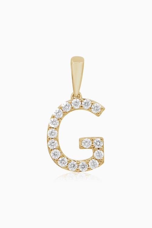 Oradina 14k Gold Luxe Letter Diamond Initial Pendant Charm In Yellow Gold - G