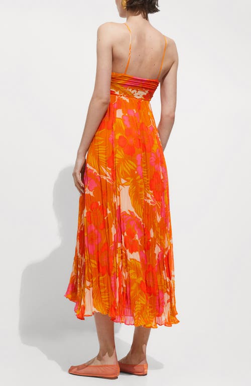 Mango Printed Dress With Draped Detail Orange In Orange
