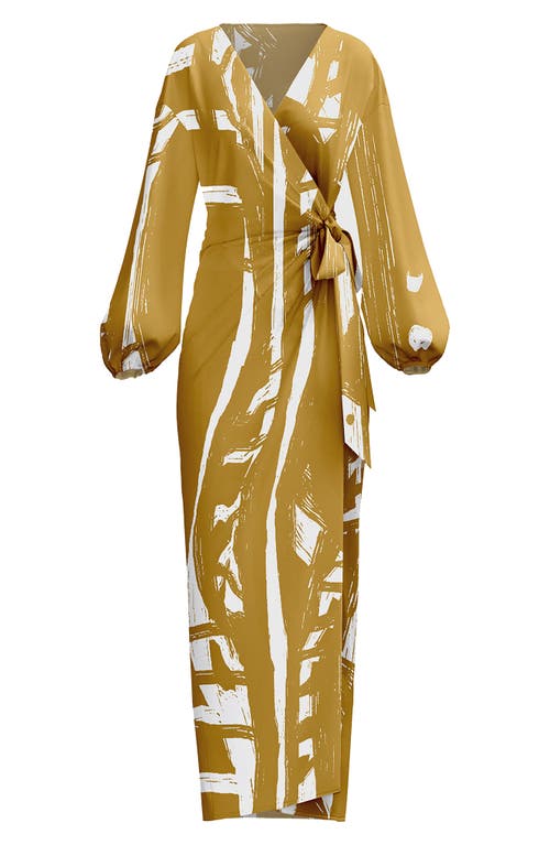 Lala Long Sleeve Wrap Dress in Gold