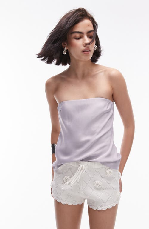 Shop Topshop Satin Bandeau Top In Lilac