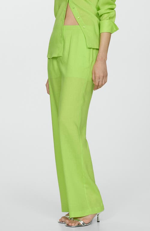 Mango Straight Lyocell Trousers Green In Green